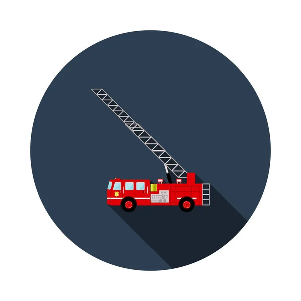 Feuerwehrauto Ikone Flat Circle Schablonendesign Mit Langem Schatten Vektorillustration — Stockvektor