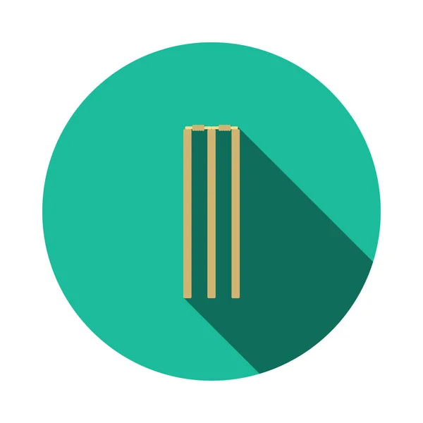 Cricket Wicket Icon Conception Pochoir Cercle Plat Avec Ombre Longue — Image vectorielle