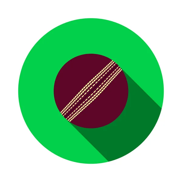Icône Balle Cricket Conception Pochoir Cercle Plat Avec Ombre Longue — Image vectorielle