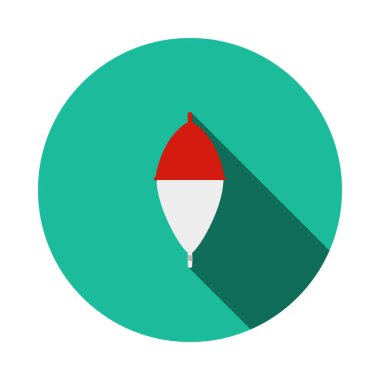 Yüzen ikon. Uzun Gölgeli Düz Çember Şablon Tasarımı. Vektör İllüstrasyonu.