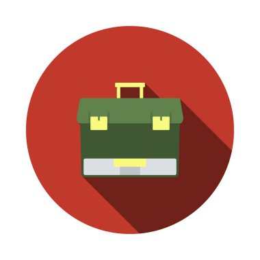 Balıkçılık Kutusu Simgesi. Uzun Gölgeli Düz Çember Şablon Tasarımı. Vektör İllüstrasyonu.