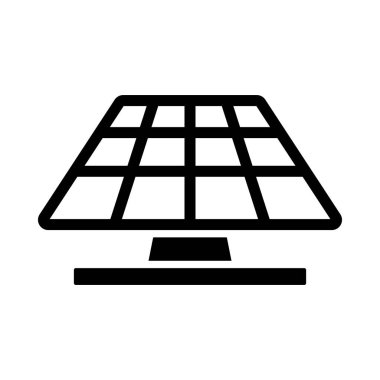 Güneş Enerji Paneli Simgesi. Siyah Şablon Tasarımı. Vektör İllüstrasyonu.