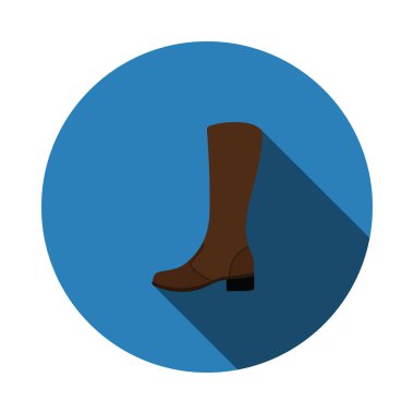 Güz Kadını Çizme Simgesi. Uzun Gölgeli Düz Çember Şablon Tasarımı. Vektör İllüstrasyonu.