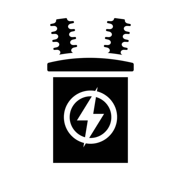 Elektrischer Transformator Schwarzes Schablonendesign Vektorillustration — Stockvektor