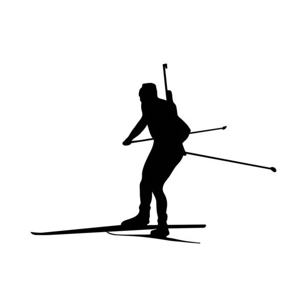 Silhouette Biathlon Forme Nere Morbide Dettagliate Degli Atleti Biathlon Illustrazione — Vettoriale Stock