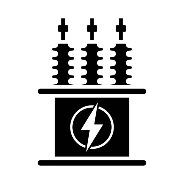 Elektrisk Transformatorikon Svart Stencil Design Vektor Illustration — Stock vektor