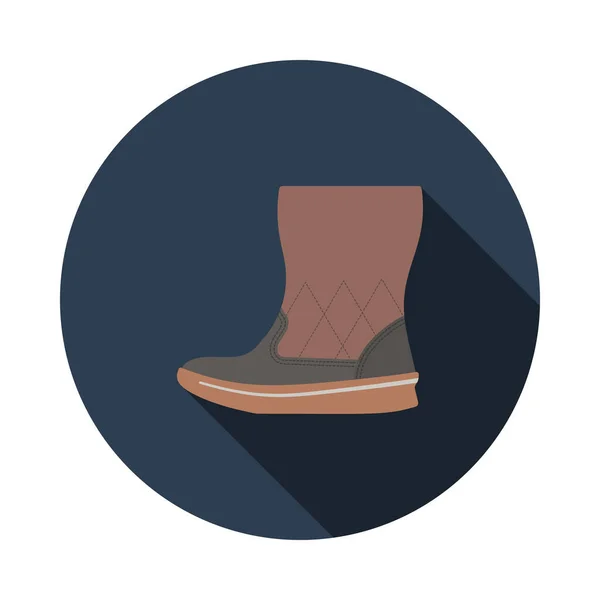 Mujer Fluffy Boot Icon Diseño Plantilla Círculo Plano Con Sombra — Vector de stock