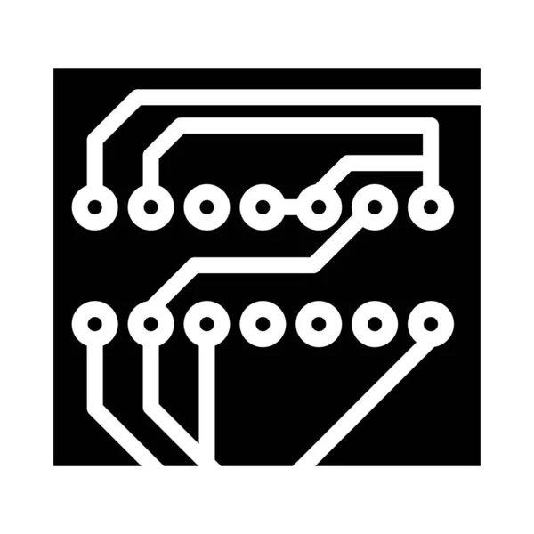 Circuit Board Icon Black Stencil Design Vector Illustration — Stock Vector