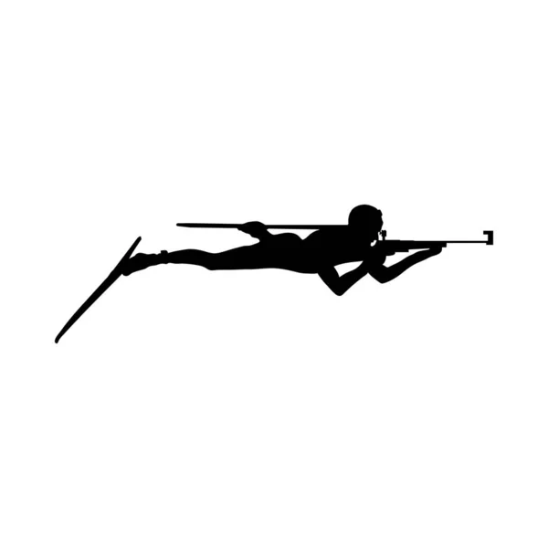 Silhouette Biathlon Forme Nere Morbide Dettagliate Degli Atleti Biathlon Illustrazione — Vettoriale Stock