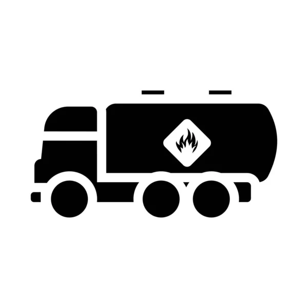 Fuel Tank Truck Icon Black Stencil Design Vector Illustration — Stock Vector