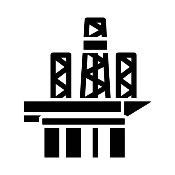 Icona Della Piattaforma Petrolifera Stencil Design Nero Illustrazione Vettoriale — Vettoriale Stock