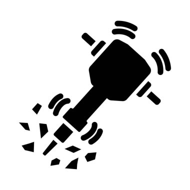 İnşaat matkabı ikonu. Siyah Şablon Tasarımı. Vektör İllüstrasyonu.