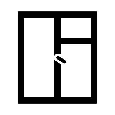 Kapalı Pencere Çerçevesi Simgesi. Siyah Şablon Tasarımı. Vektör İllüstrasyonu.