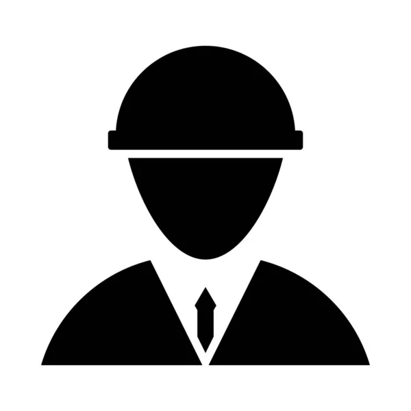 Icon Construction Worker Head Helmet Черный Трафарет Векторная Миграция — стоковый вектор