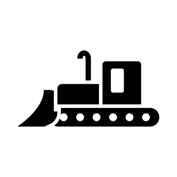 Icon Construction Bulldozer Черный Трафарет Векторная Миграция — стоковый вектор
