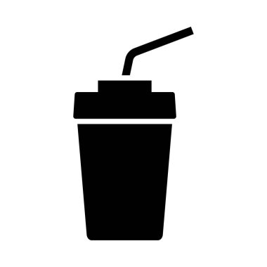 Sinema Soda İçecek Simgesi. Siyah Şablon Tasarımı. Vektör İllüstrasyonu.