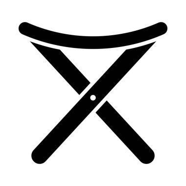 Balık Katlama Sandalyesi Simgesi. Siyah Şablon Tasarımı. Vektör İllüstrasyonu.