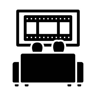 Sinema Kanepesi Simgesi. Siyah Şablon Tasarımı. Vektör İllüstrasyonu.