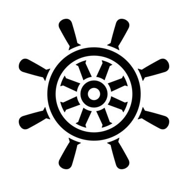 Direksiyon simidi ikonu. Siyah Şablon Tasarımı. Vektör İllüstrasyonu.