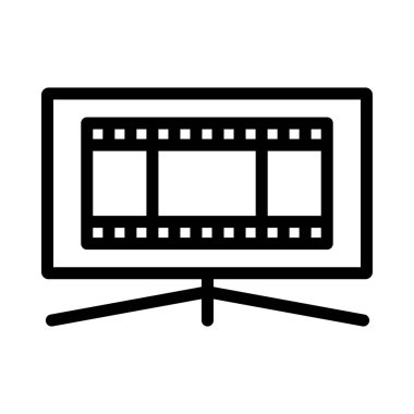 Sinema TV Ekran Simgesi. Siyah Şablon Tasarımı. Vektör İllüstrasyonu.