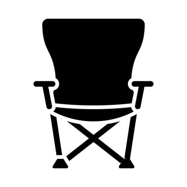 Balık Katlama Sandalyesi Simgesi. Siyah Şablon Tasarımı. Vektör İllüstrasyonu.