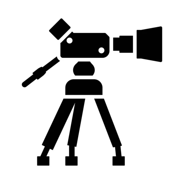 Movie Camera Icon Black Stencil Design Vector Illustration — Stock Vector