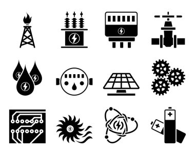 Enerji Simgesi Ayarlandı. Tamamen düzenlenebilir vektör çizimi. Metin genişletildi.