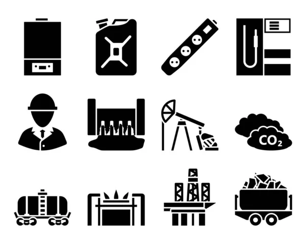 Energy Icon Set Fully Editable Vector Illustration Text Expanded — Stock Vector