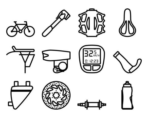 Bike Icon Set Tučný Návrh Obrysu Upravitelnou Šířkou Tahu Vektorová — Stockový vektor