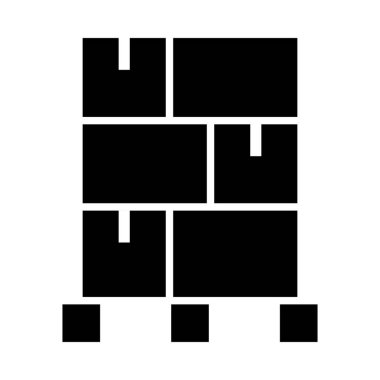 Karton Paket Kutusu Simgesi. Siyah Şablon Tasarımı. Vektör İllüstrasyonu.