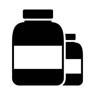 İlaç kutusu ikonu. Siyah Şablon Tasarımı. Vektör İllüstrasyonu.