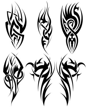 Set of tribal tattoos clipart