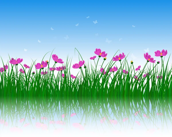 Kwiaty z trawy na wodzie — Wektor stockowy