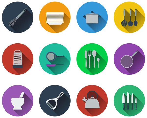 Set de utensilios de cocina iconos — Vector de stock