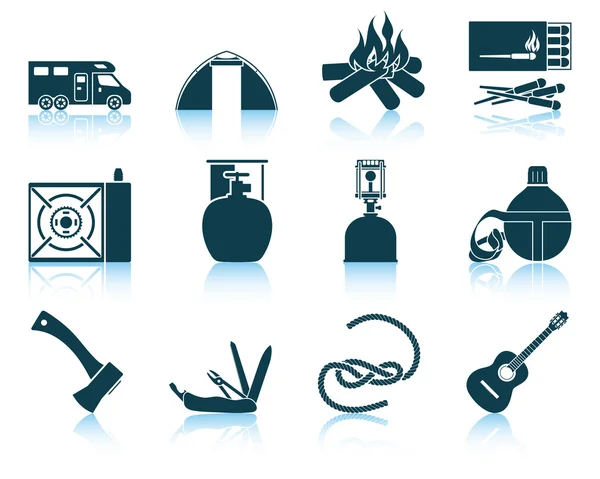 Conjunto de ícones de acampamento . — Vetor de Stock
