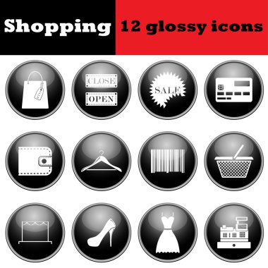 Alışveriş parlak Icons set
