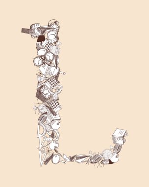 Alfabe harf l eğitim tema ile