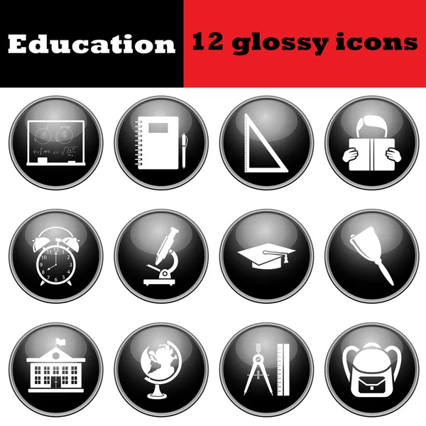 Conjunto de iconos brillantes de la educación — Vector de stock