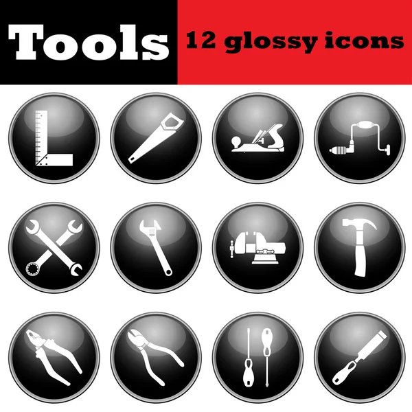 Set van hulpmiddelen glanzende iconen — Stockvector