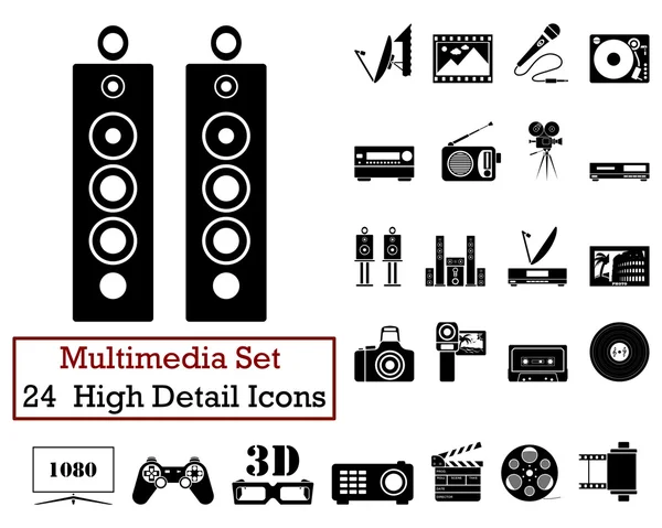 24 iconos multimedia — Vector de stock