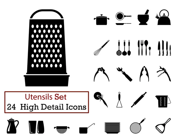 24 Utensilios Iconos — Vector de stock