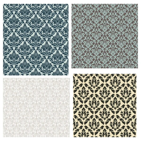 4 Damask Seamless Patterns — Stock Vector