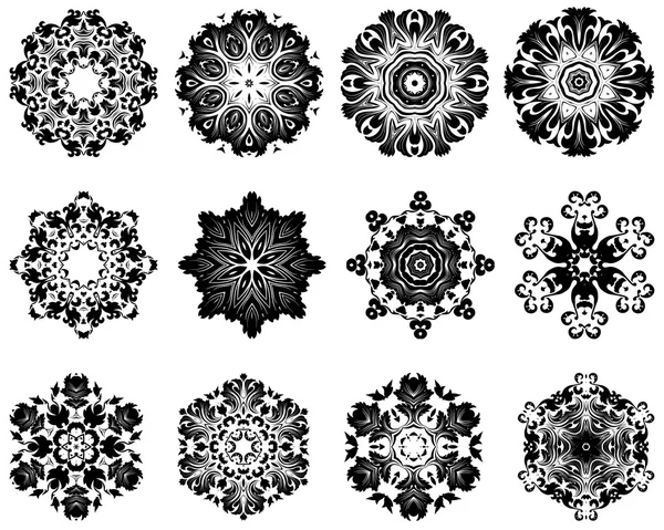 Ornaments in Shape of Snowflakes — Stock Vector