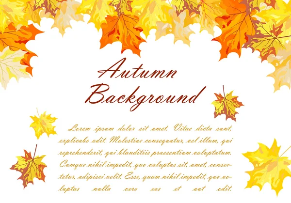 Cadre d'automne avec feuilles d'érable tombantes — Image vectorielle