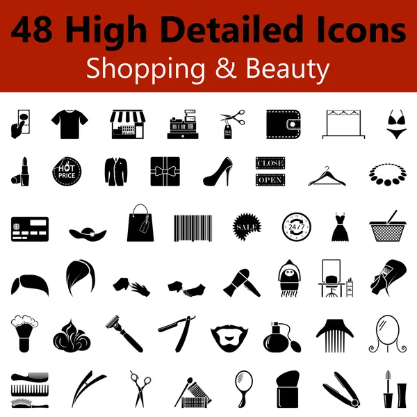 Shopping and Beauty Smooth Icons — Stockový vektor