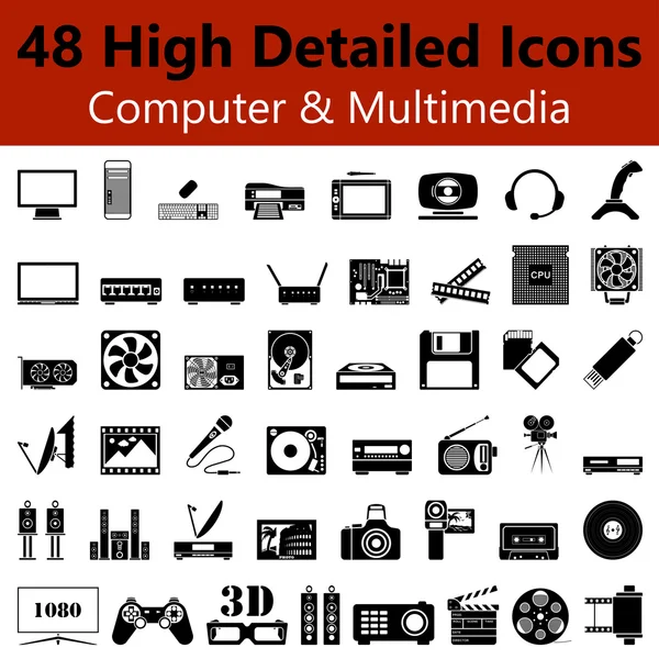 Computer and Multimedia Smooth Icons — Wektor stockowy