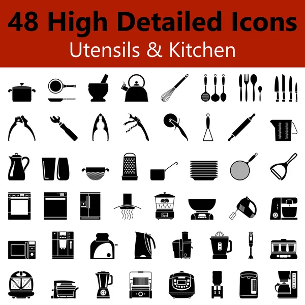 Utensils and Kitchen Smooth Icons — Stockový vektor