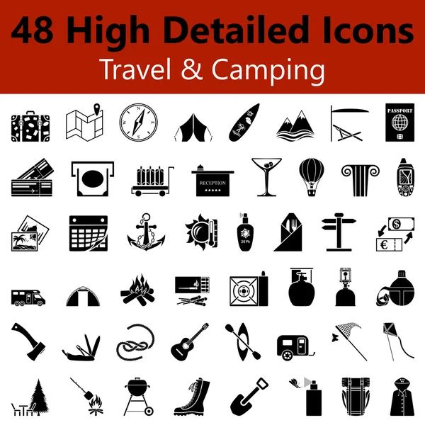 Travel and Camping Smooth Icons — Stock vektor