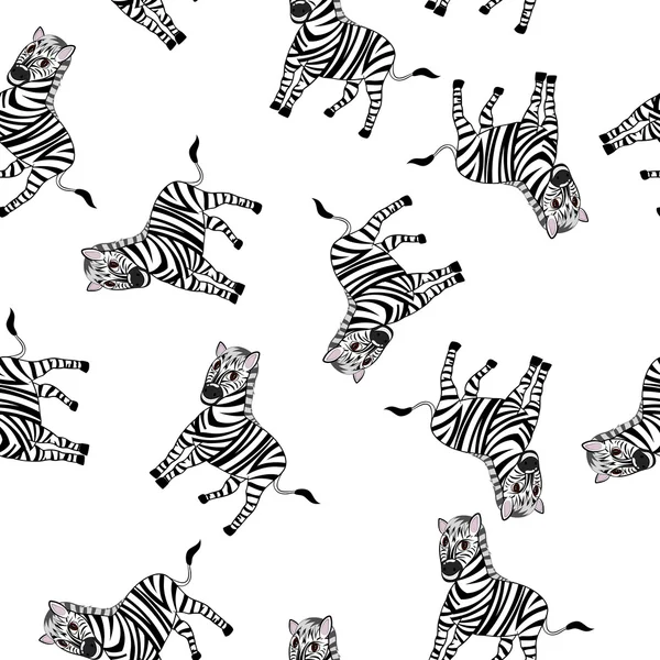Nahtloses Muster aus Cartoon-Zebras — Stockvektor