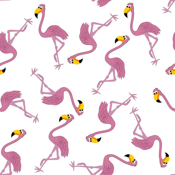 Modèle sans couture de drôle de dessin animé Flamingo — Image vectorielle